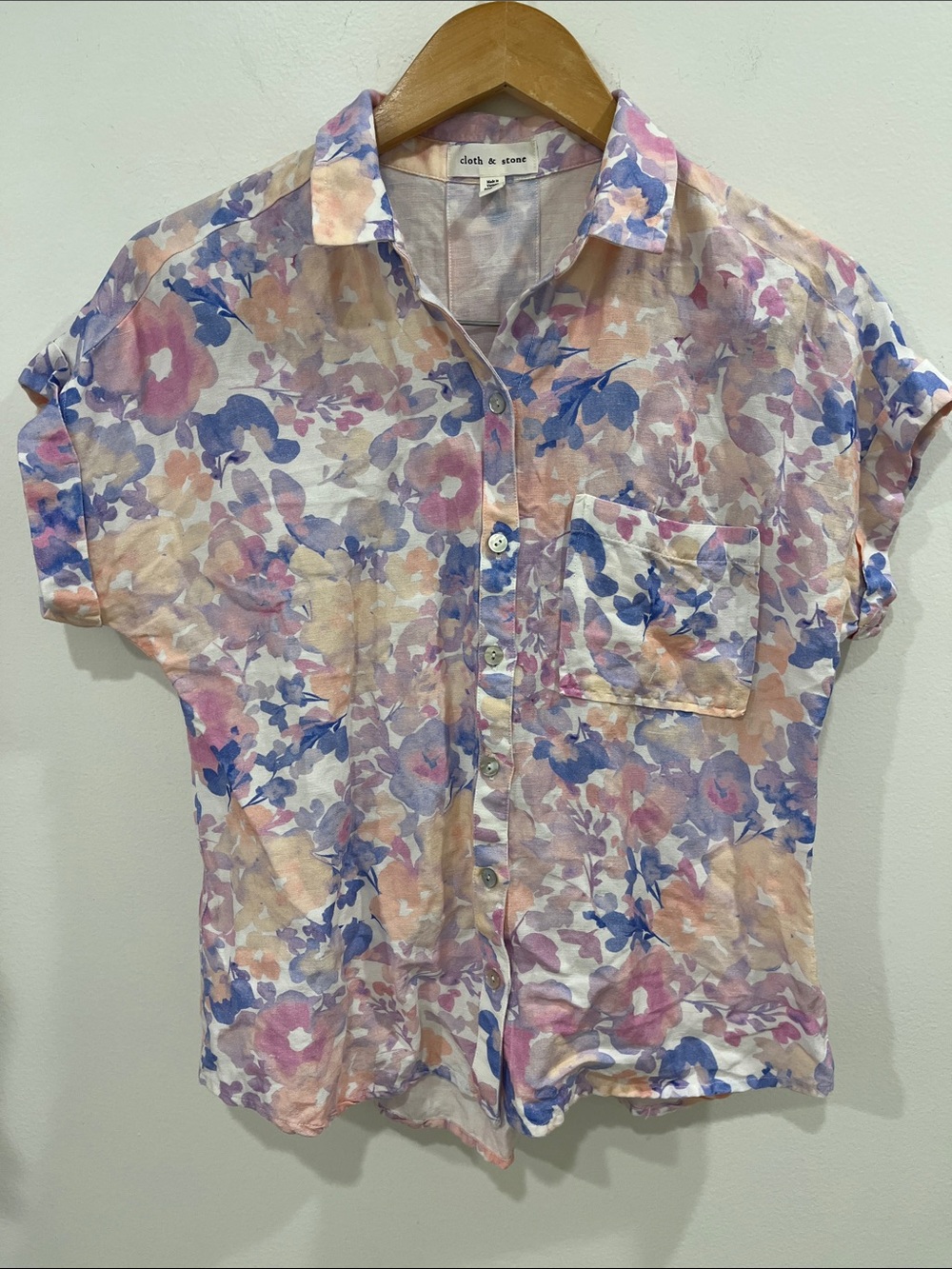 Anthropologie Cloth & Stone Linen Floral Button Down Shirt - Picture 3 of 5